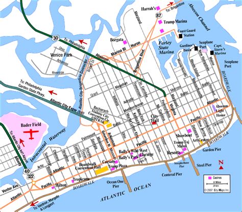 Atlantic City Boardwalk Map of Hotels & Casinos.